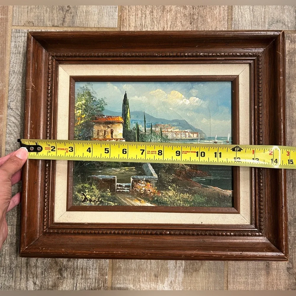 Vintage European Coastal Landscape Painting | Framed Impressionist Style Art - Picture 3 of 4